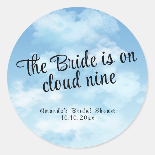 Bruid Is Op Wolk Nine Bruiloft Feest Ronde Sticker (Voorkant)