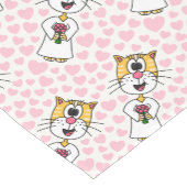 Bruid Kat Met Roze Harten Huwelijk Bachelorette Korte Tafelloper (Hoek)