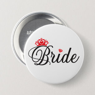 Bruid knop ronde button 7,6 cm