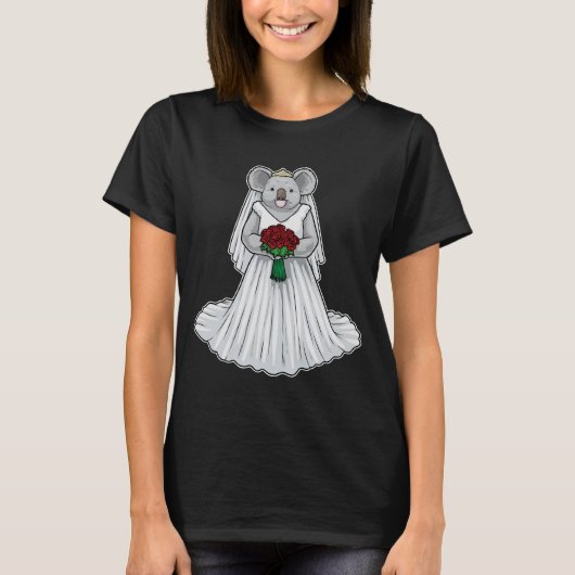 Bruid Koala Roze Bruiloft T-shirt (Voorkant)
