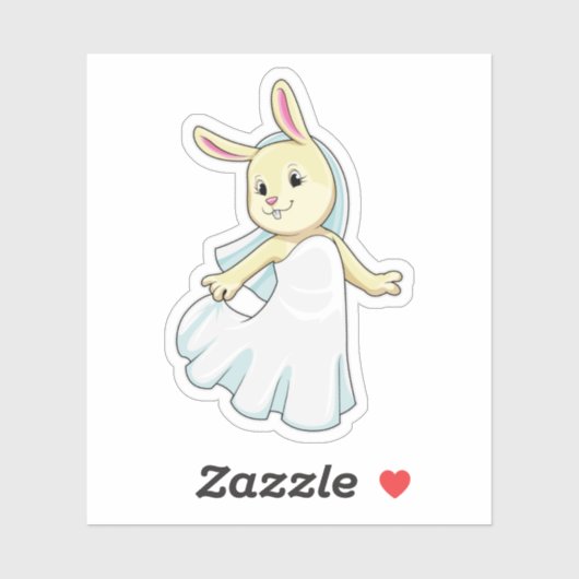 Bruid konijn met sluier sticker (Vel)