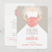 Bruid koraal boeket grafisch vrijgezellenfeest uit kaart (Voorkant / Achterkant)