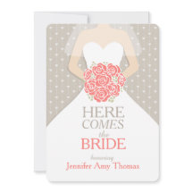 Bruid koraal boeket grafisch vrijgezellenfeest uit