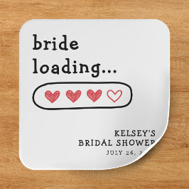 Bruid laadt bruidsmeisjes bruiloft feest vierkante sticker