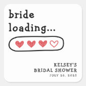 Bruid Laadt Harten Bruiloft Borrel Vierkante Sticker (Voorkant)