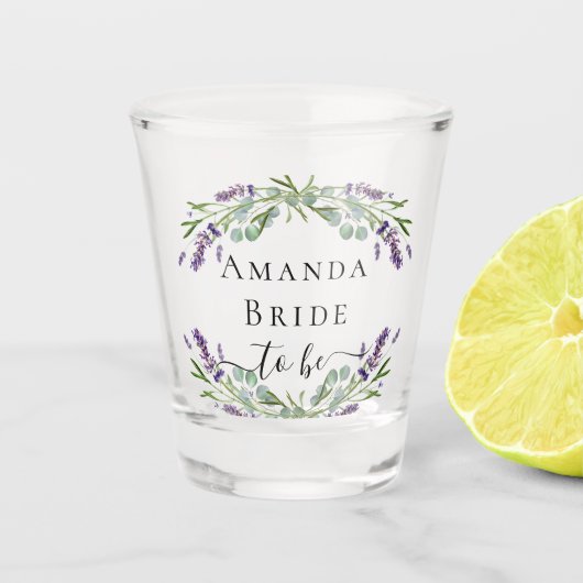 Bruid lavendel eucalyptus groen naam shot glas (Voorkant)
