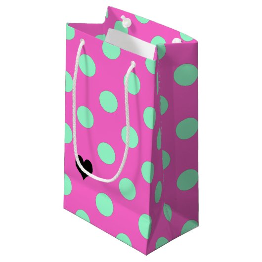 Bruid Love & Polka Dots Bruiloft Feestje Klein Cadeauzakje (Voorkant Gekanteld)