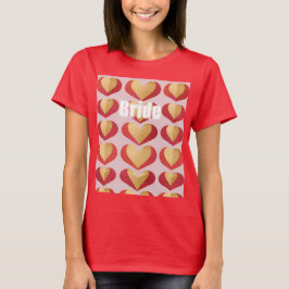 Bruid Luxe Goud Rode Harten Rood T-shirt