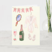 Bruid maakt zich klaar voor de bruiloft kaart (Voorkant)