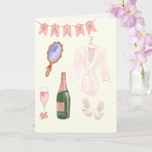 Bruid maakt zich klaar voor de bruiloft kaart (Orchidee)