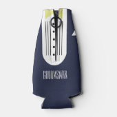 BRUID Marine Blauw & Geel Bruiloft Groomsman Flesjeskoeler (Achterkant)