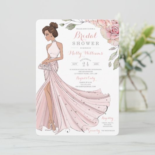 Bruid met Bling Bruidsjurk Bruidsfeest Kaart (Staand voorkant)