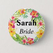 Bruid met bloemen ronde button 5,7 cm (Voorkant)