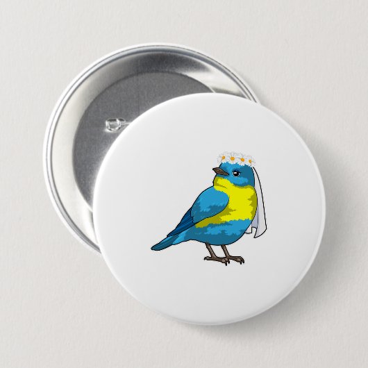 Bruid met bloemenkrans ronde button 7,6 cm (Voorkant /achterkant)