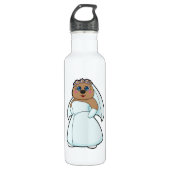 Bruid met bloemenkrans waterfles  (Voorkant)