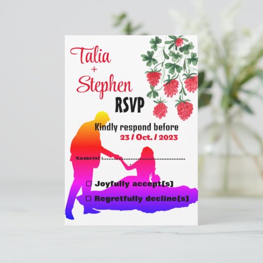 Bruid met bruidegom RSVP (Staand voorkant)