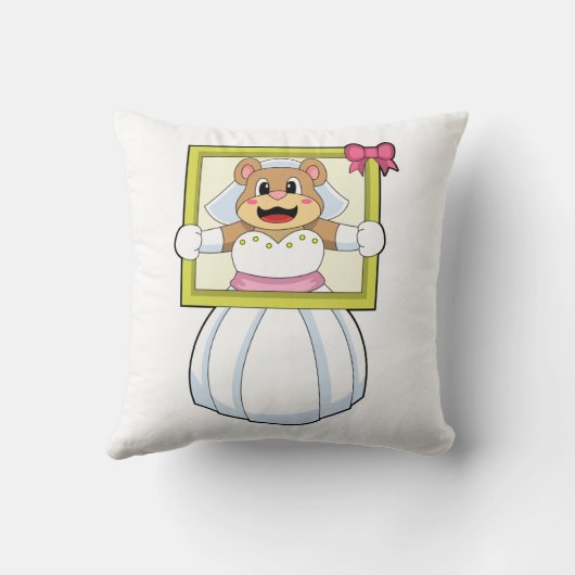 Bruid met bruidsjurk & fotolijst.p kussen (Achterkant)