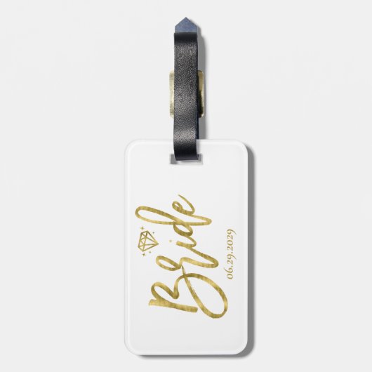 Bruid Met Diamant Wit Bagagelabel (Achterkant verticaal)