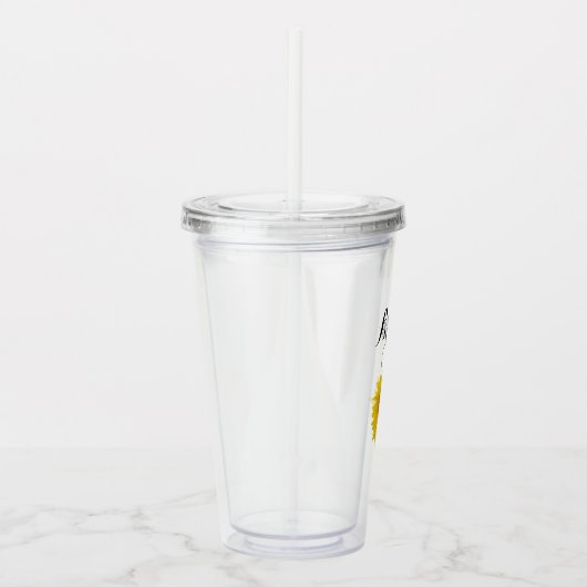 Bruid met Gele Zonnebloem Trouwen Acryl Drinkbeker (Rechts)