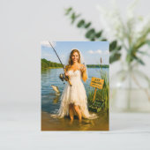 Bruid met Gevist staaf en haak bij Lakeside Feestdagenkaart (Staand voorkant)