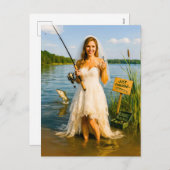 Bruid met Gevist staaf en haak bij Lakeside Feestdagenkaart (Voorkant / Achterkant)