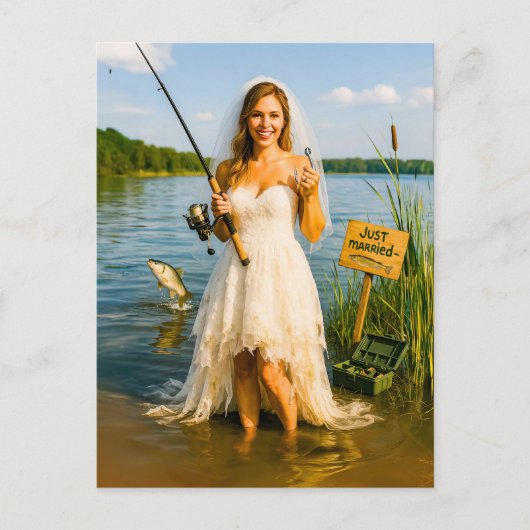 Bruid met Gevist staaf en haak bij Lakeside Feestdagenkaart (Voorkant)