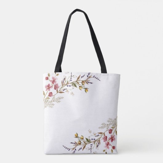 Bruid met herfstbloemen in elegante script tote bag (Achterkant)