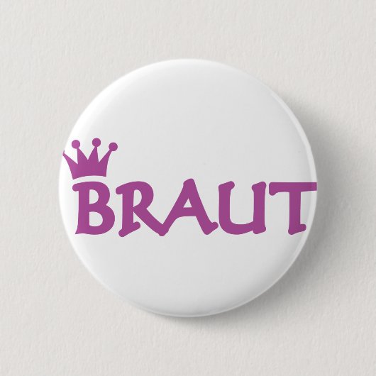 bruid met kroonpictogram ronde button 5,7 cm (Voorkant)