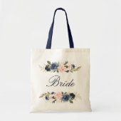 Bruid met marine en roze bloemen tote bag (Voorkant)