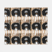 Bruid met melanine en Afro Fleece Deken (Voorkant (Horizontaal))