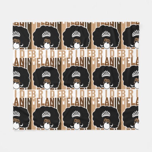Bruid met melanine en Afro Fleece Deken (Voorkant (Horizontaal))