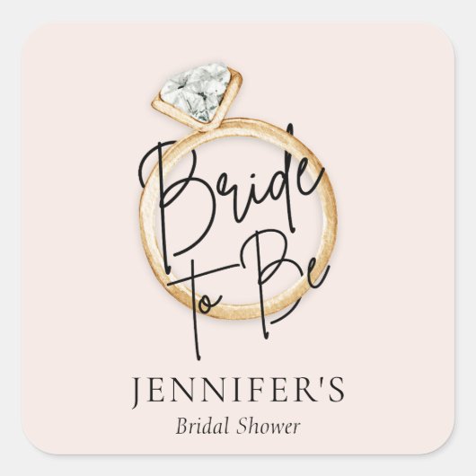 Bruid Met Moderne Bruiloft Bridal Shower Vierkante Sticker (Voorkant)
