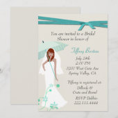  bruid met paraplu doucheuitnodiging kaart (Voorkant / Achterkant)