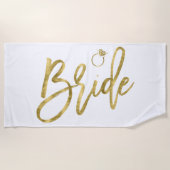 Bruid Met Ring Strand Handdoek Nep Goud Folie (Voorkant)
