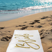 Bruid Met Ring Strandhanddoek Nep Goud Folie Strandlaken