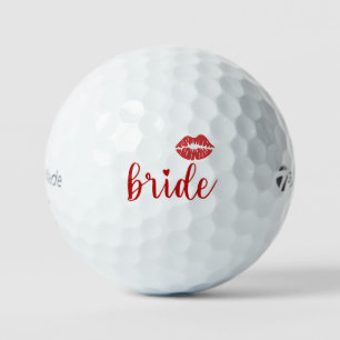 Bruid met rode lippen golf golfballen