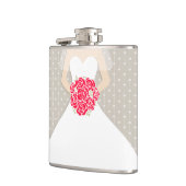 Bruid met rode rozen heupfles (Links)