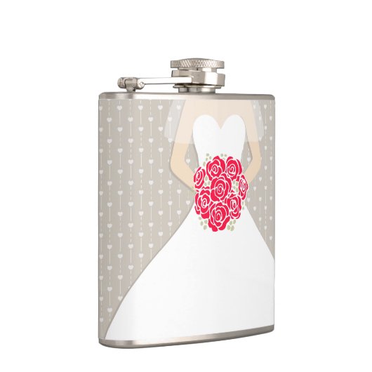 Bruid met rode rozen heupfles (Rechts)