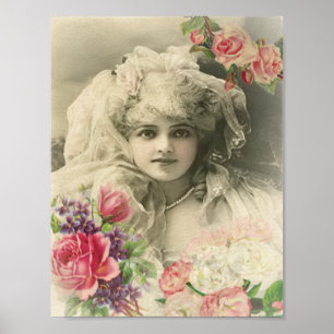 Bruid met rozen uit vroeger tijden poster