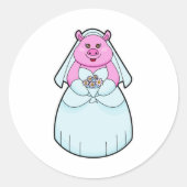 Bruid met sluier ronde sticker (Voorkant)