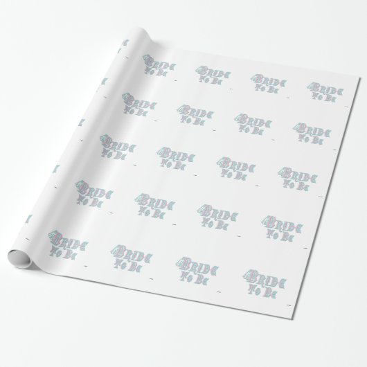 Bruid Met Sluier, Roze en Turquoise Letters Cadeaupapier (Uitgerold)