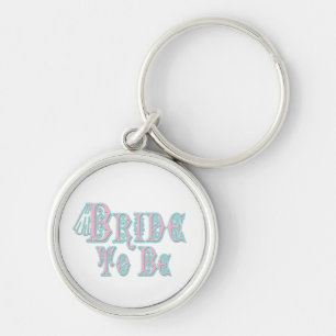 Bruid Met Sluier, Roze en Turquoise Letters Sleutelhanger
