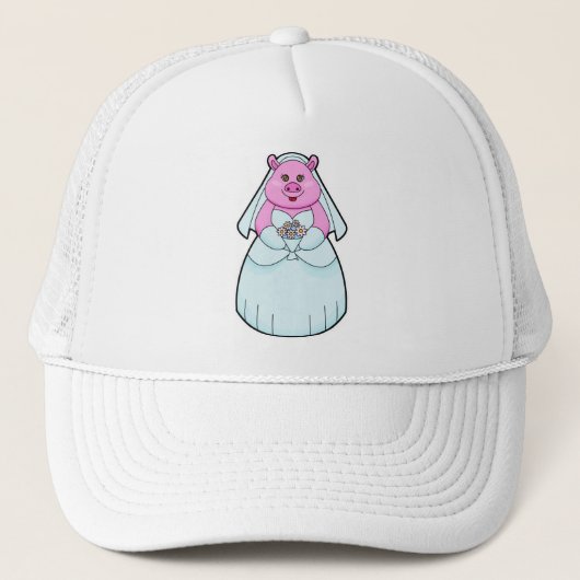 Bruid met sluier varken trucker pet (Voorkant)