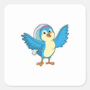 Bruid met sluier vierkante sticker