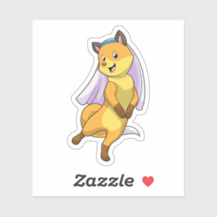 Bruid met sluier vos sticker