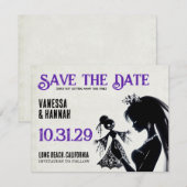 Bruid met Voodoo Doll Bride Save The Date (Voorkant / Achterkant)