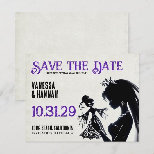 Bruid met Voodoo Doll Bride Save The Date (Voorkant / Achterkant)