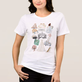 BRUID met zachte waterverf-huwelijksbeelden Tiara Tri-Blend Shirt