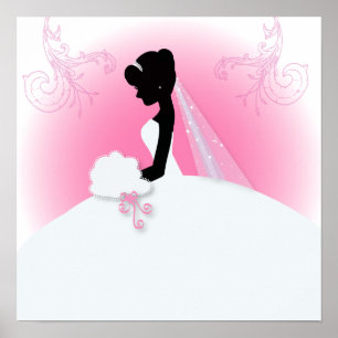 Bruid Mevrouw Juiste Roze bruid silhouet Poster