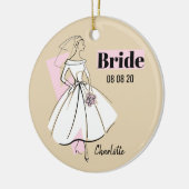 Bruid Mode Huwelijksdatum Naam versiering Keramisch Ornament (Links)